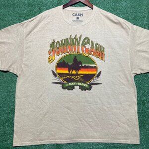 Johnny Cash Men In Black T-Shirt Dress UO Tan L/XL